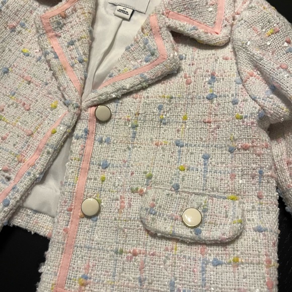 Janie and Jack Tweed Blazer - Cream with Pink and Multicolor Accents - Picture 3 of 7